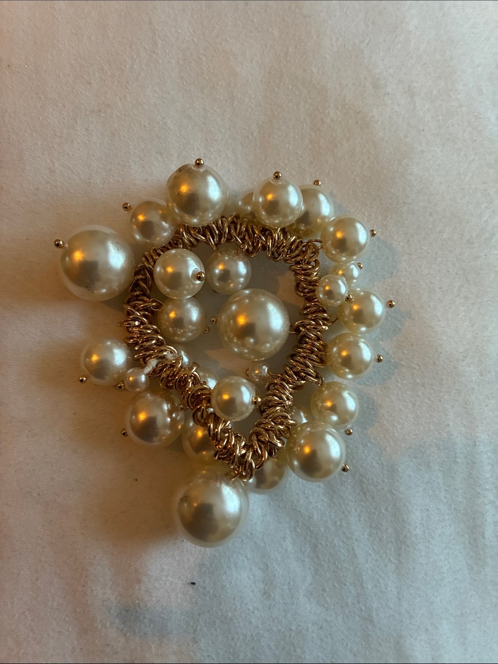 Gold and Ivory Pearl Cluster Bracelet - Women Jewelry